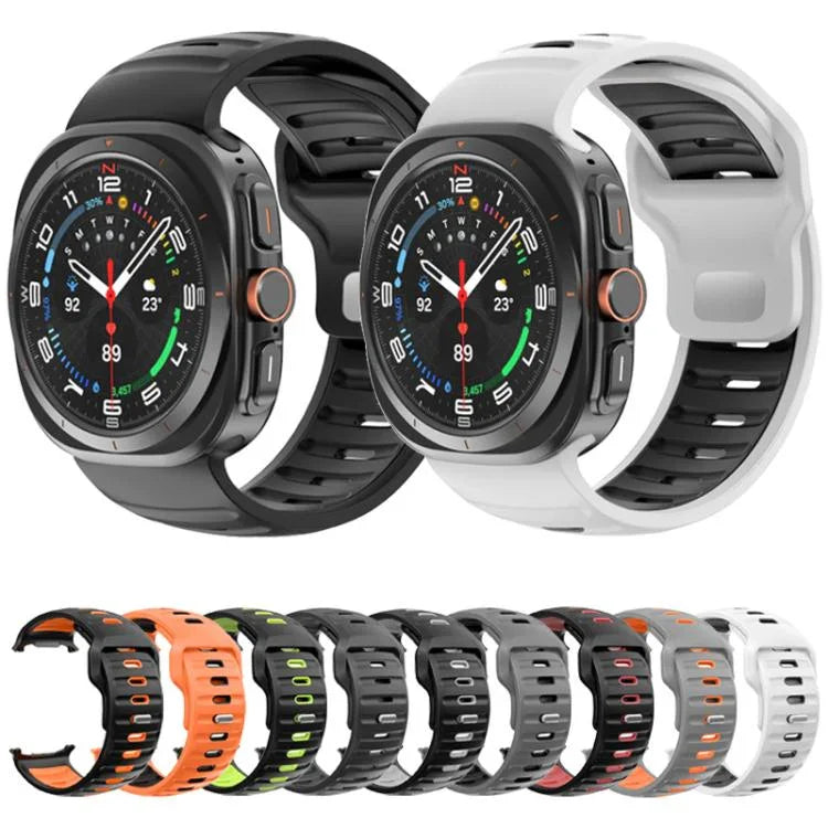 Dây đồng hồ silicone hai màu sọc, dành cho Samsung Galaxy Watch Ultra 47mm / Ultra 2025