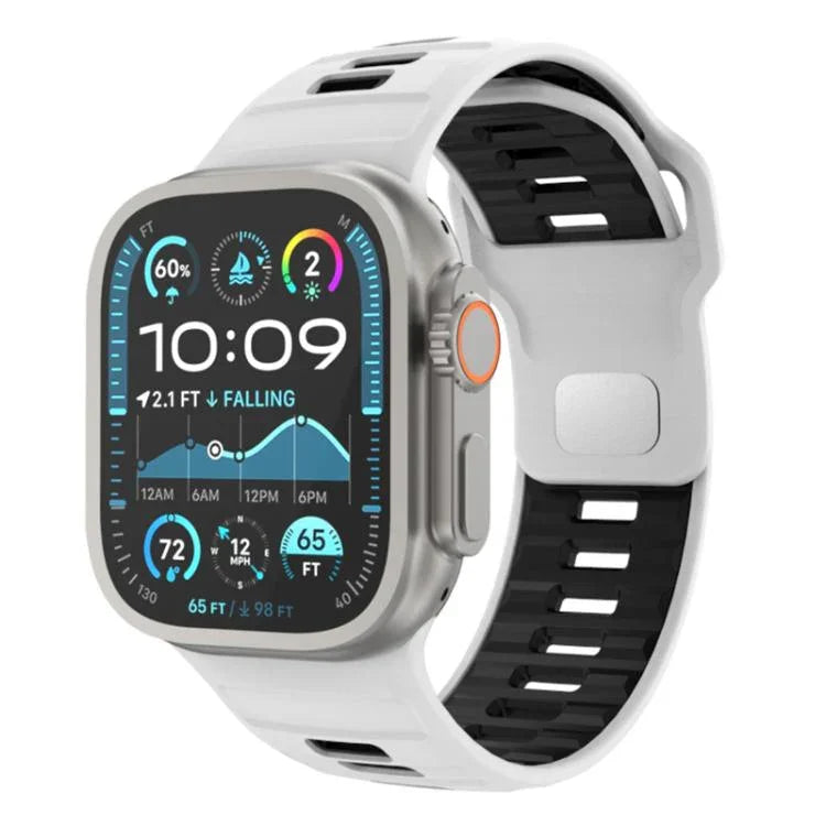 Dây đồng hồ silicone khóa ngược caro, dành cho Apple Watch 46mm / 49mm / 45mm / 44mm