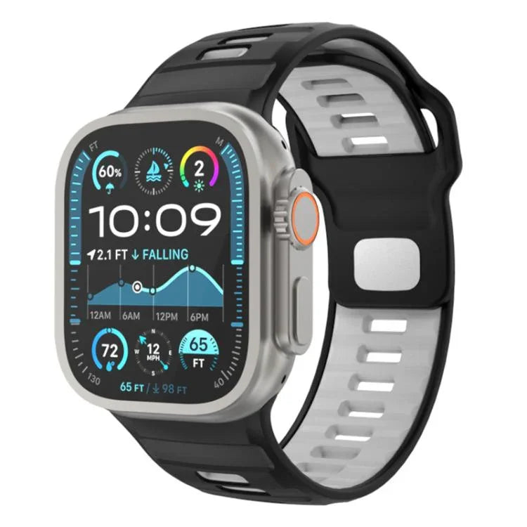 Dây đồng hồ silicone khóa ngược caro, dành cho Apple Watch 46mm / 49mm / 45mm / 44mm