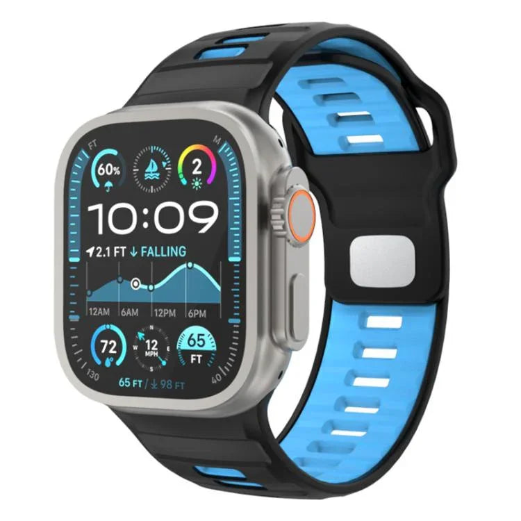 Dây đồng hồ silicone khóa ngược caro, dành cho Apple Watch 46mm / 49mm / 45mm / 44mm