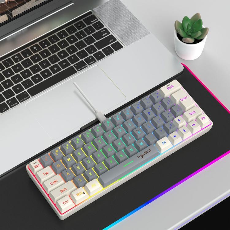 Bàn phím màng có dây HXSJ V400 phối màu RGB đèn nền 63 phím, chiều dài cáp: 1,7m, V400 Be + Xám, V400 Xám + Be, V400 Be + Xám + Cam, V400 Xám + Be + Cam