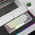 Bàn phím màng có dây HXSJ V400 phối màu RGB đèn nền 63 phím, chiều dài cáp: 1,7m, V400 Be + Xám, V400 Xám + Be, V400 Be + Xám + Cam, V400 Xám + Be + Cam
