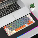 Bàn phím màng có dây HXSJ V400 phối màu RGB đèn nền 63 phím, chiều dài cáp: 1,7m, V400 Be + Xám, V400 Xám + Be, V400 Be + Xám + Cam, V400 Xám + Be + Cam
