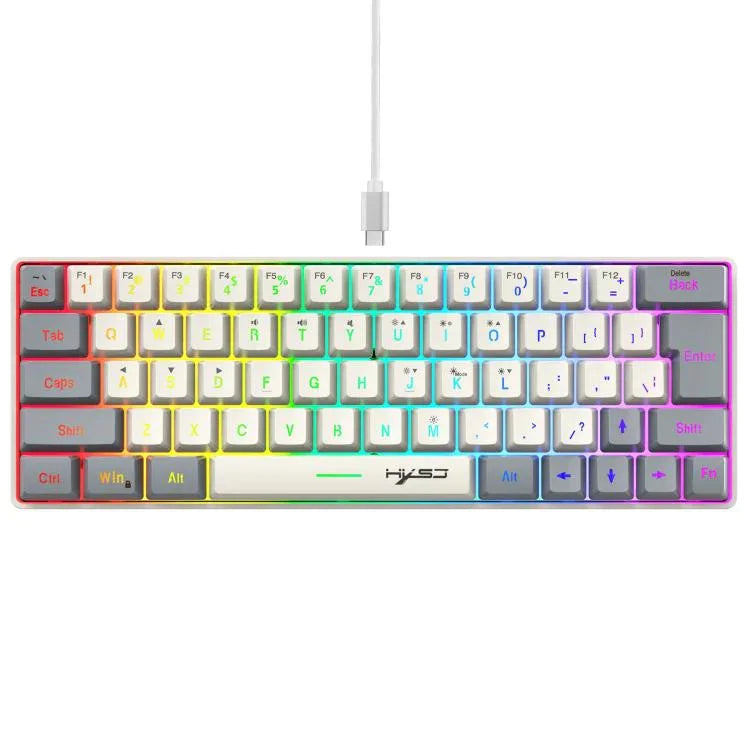 Bàn phím màng có dây HXSJ V400 phối màu RGB đèn nền 63 phím, chiều dài cáp: 1,7m, V400 Be + Xám, V400 Xám + Be, V400 Be + Xám + Cam, V400 Xám + Be + Cam