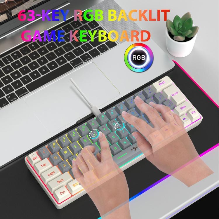 Bàn phím màng có dây HXSJ V400 phối màu RGB đèn nền 63 phím, chiều dài cáp: 1,7m, V400 Be + Xám, V400 Xám + Be, V400 Be + Xám + Cam, V400 Xám + Be + Cam