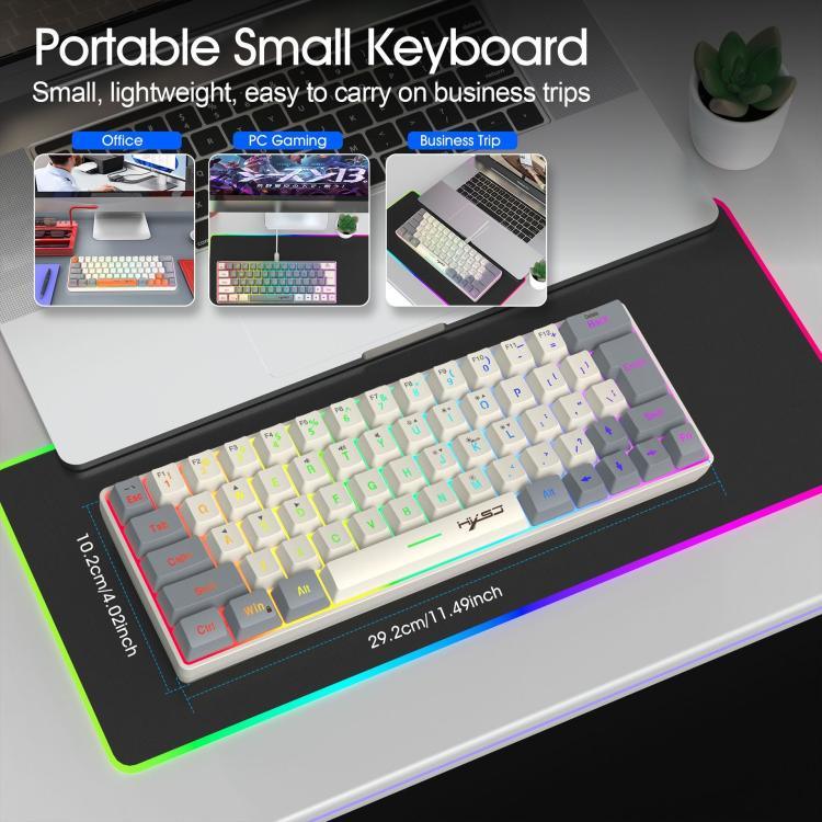 Bàn phím màng có dây HXSJ V400 phối màu RGB đèn nền 63 phím, chiều dài cáp: 1,7m, V400 Be + Xám, V400 Xám + Be, V400 Be + Xám + Cam, V400 Xám + Be + Cam