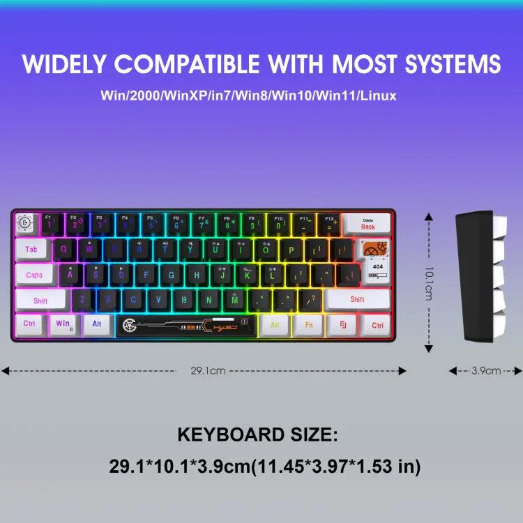 Bàn phím màng có dây HXSJ V700WB RGB đèn nền 61 phím, chiều dài cáp: 1,7m, V700WB