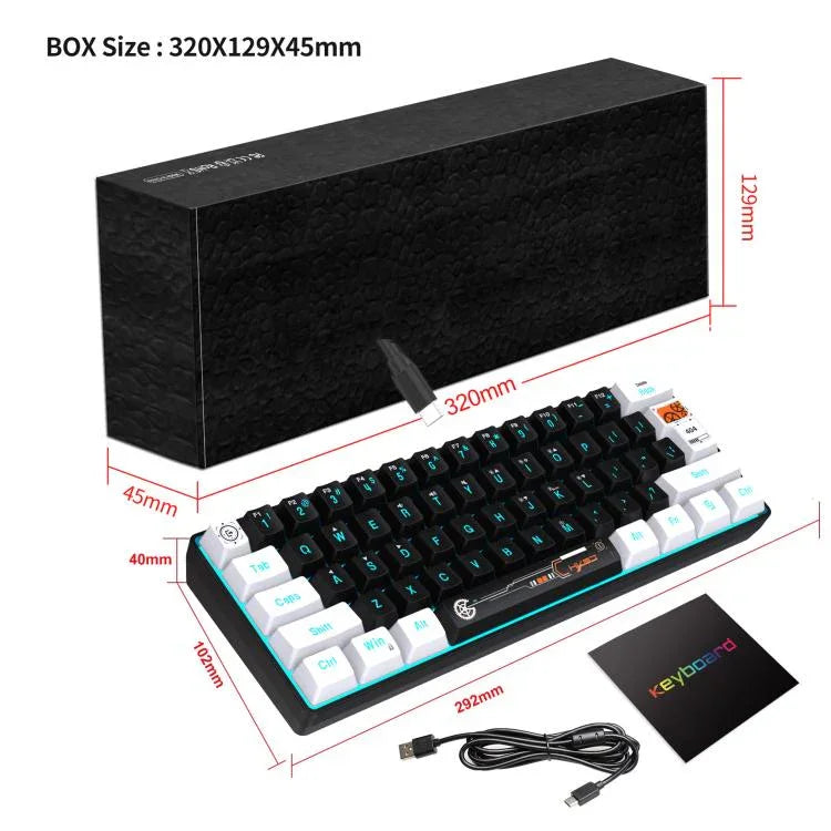 Bàn phím màng có dây HXSJ V700WB RGB đèn nền 61 phím, chiều dài cáp: 1,7m, V700WB