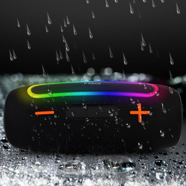 Loa không dây RGB ngoài trời PRO9 20W chống nước IPX6, loa thanh stereo kèm loa siêu trầm