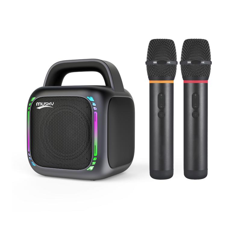 Loa Bluetooth RGB di động MS6K cho karaoke ngoài trời, không mic hoặc mic đôi