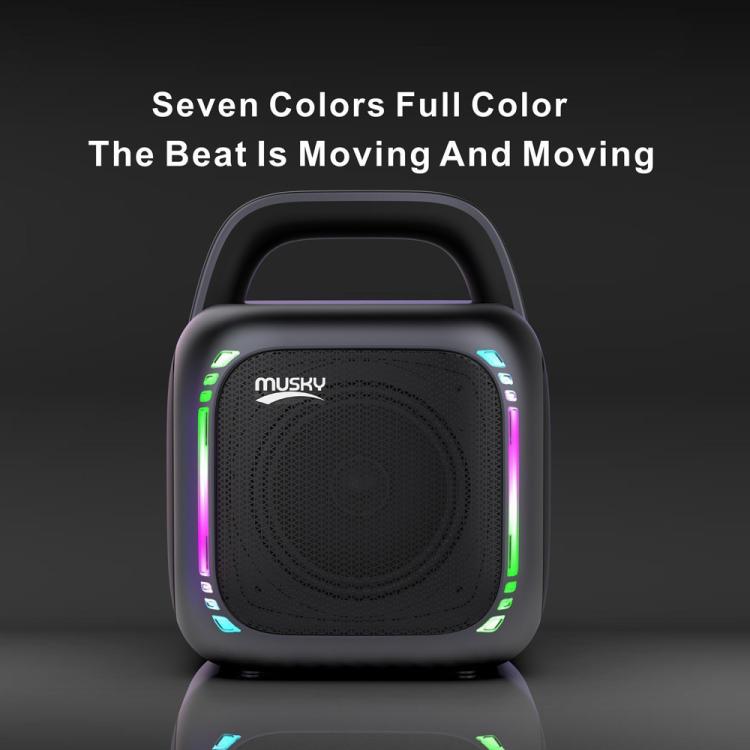 Loa Bluetooth RGB di động MS6K cho karaoke ngoài trời, không mic hoặc mic đôi