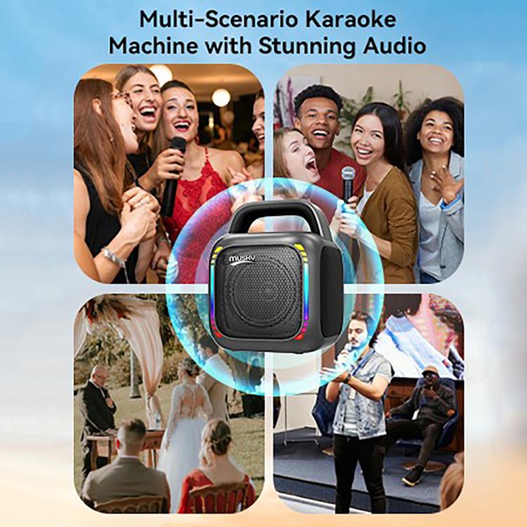Loa Bluetooth RGB di động MS6K cho karaoke ngoài trời, không mic hoặc mic đôi