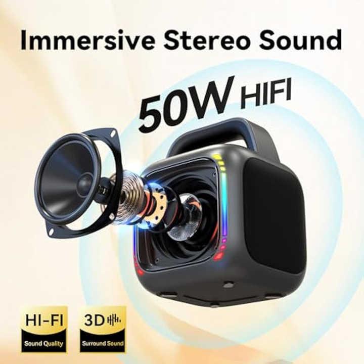 Loa Bluetooth RGB di động MS6K cho karaoke ngoài trời, không mic hoặc mic đôi