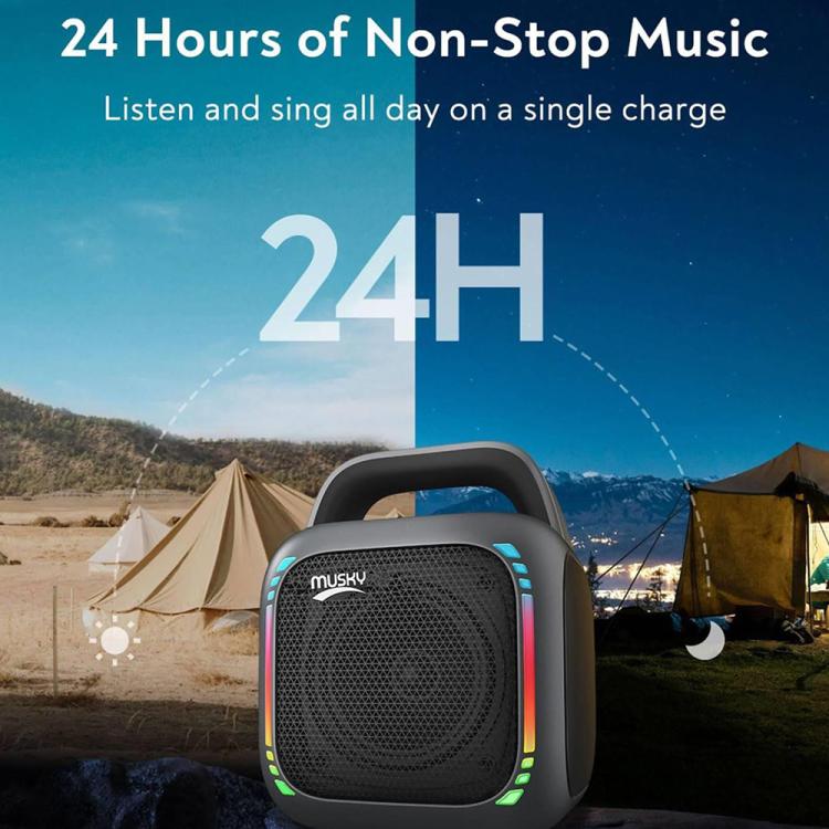 Loa Bluetooth RGB di động MS6K cho karaoke ngoài trời, không mic hoặc mic đôi