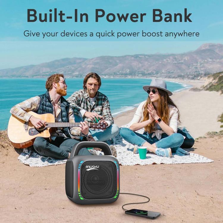 Loa Bluetooth RGB di động MS6K cho karaoke ngoài trời, không mic hoặc mic đôi