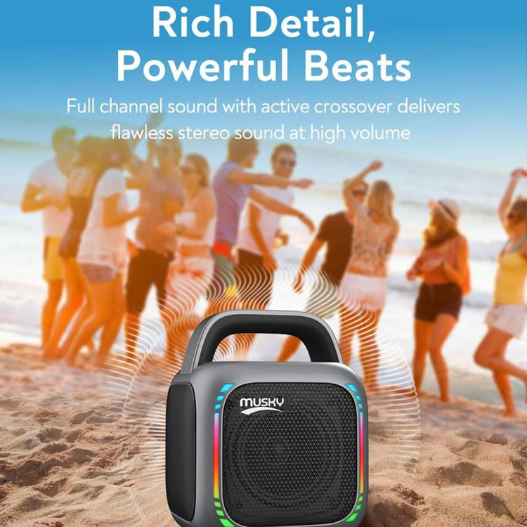 Loa Bluetooth RGB di động MS6K cho karaoke ngoài trời, không mic hoặc mic đôi