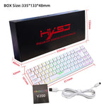 Bàn phím cơ có dây phiên bản Nga HXSJ V200 RGB đèn nền 68 phím, chiều dài cáp: 1,7m, V200 phiên bản Nga trắng