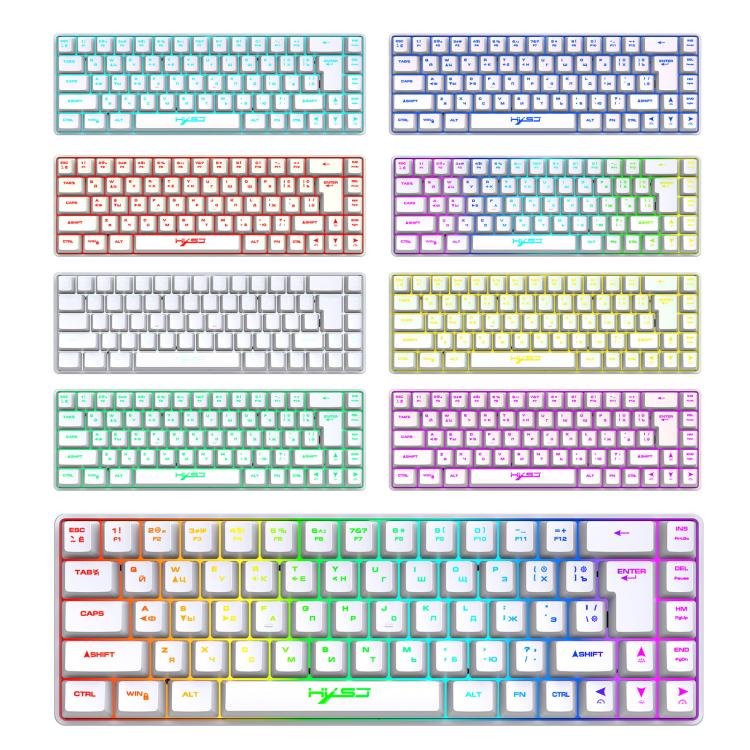 Bàn phím cơ có dây phiên bản Nga HXSJ V200 RGB đèn nền 68 phím, chiều dài cáp: 1,7m, V200 phiên bản Nga trắng