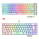 Bàn phím cơ có dây phiên bản Nga HXSJ V200 RGB đèn nền 68 phím, chiều dài cáp: 1,7m, V200 phiên bản Nga trắng
