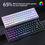 Bàn phím cơ có dây phiên bản Nga HXSJ V200 RGB đèn nền 68 phím, chiều dài cáp: 1,7m, V200 phiên bản Nga trắng