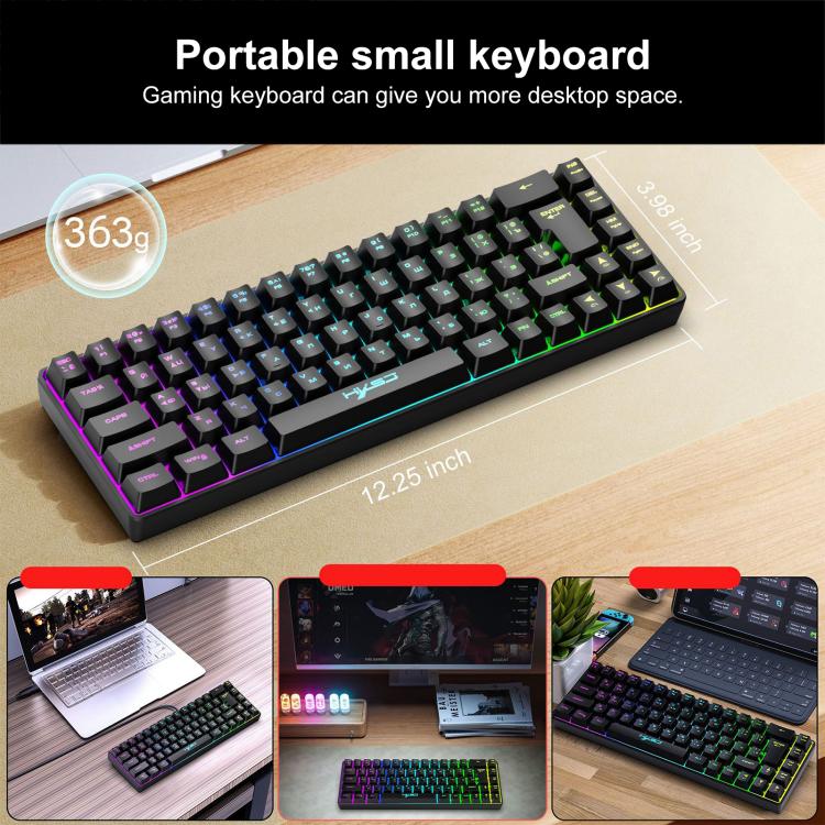Bàn phím cơ có dây phiên bản Nga HXSJ V200 RGB đèn nền 68 phím, chiều dài cáp: 1,7m, V200 phiên bản Nga trắng