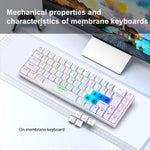 Bàn phím cơ có dây phiên bản Nga HXSJ V200 RGB đèn nền 68 phím, chiều dài cáp: 1,7m, V200 phiên bản Nga trắng
