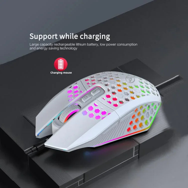 Chuột lỗ HXSJ T500 2.4G đèn nền chuột không dây sạc lại được