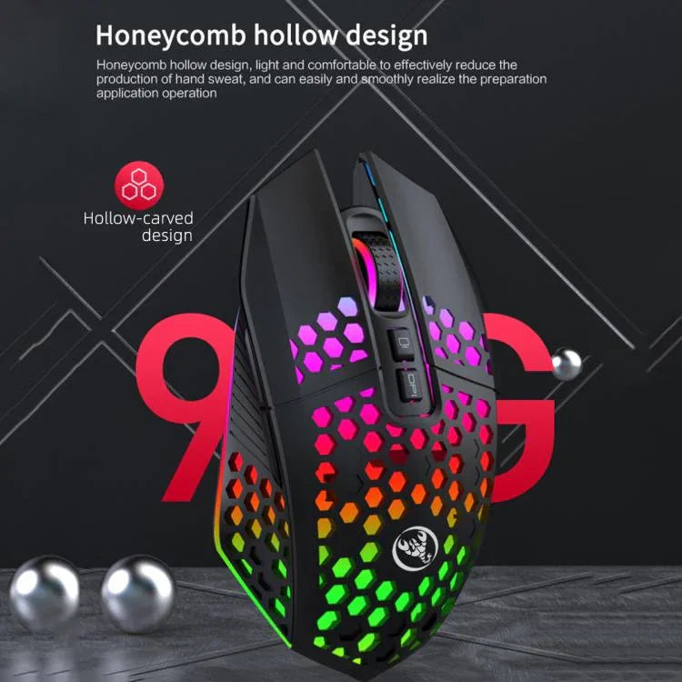 Chuột lỗ HXSJ T500 2.4G đèn nền chuột không dây sạc lại được