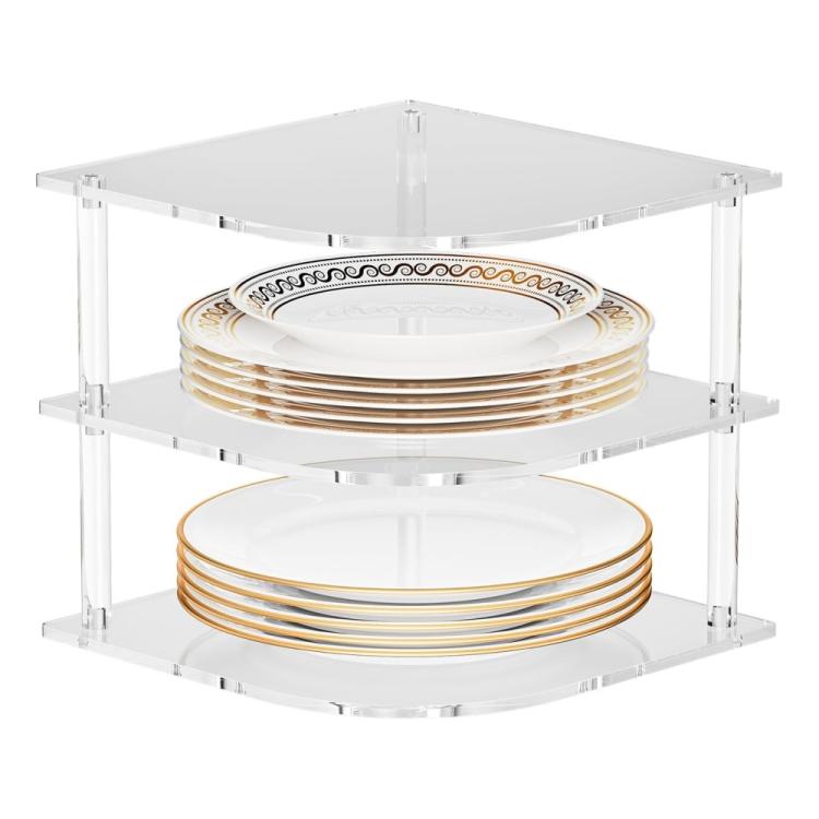 Giá đựng đĩa và bát góc 3 tầng bằng acrylic YX165, YX165