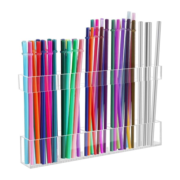 Giá treo ống hút bằng acrylic YX166, kèm miếng dán hai mặt, YX166
