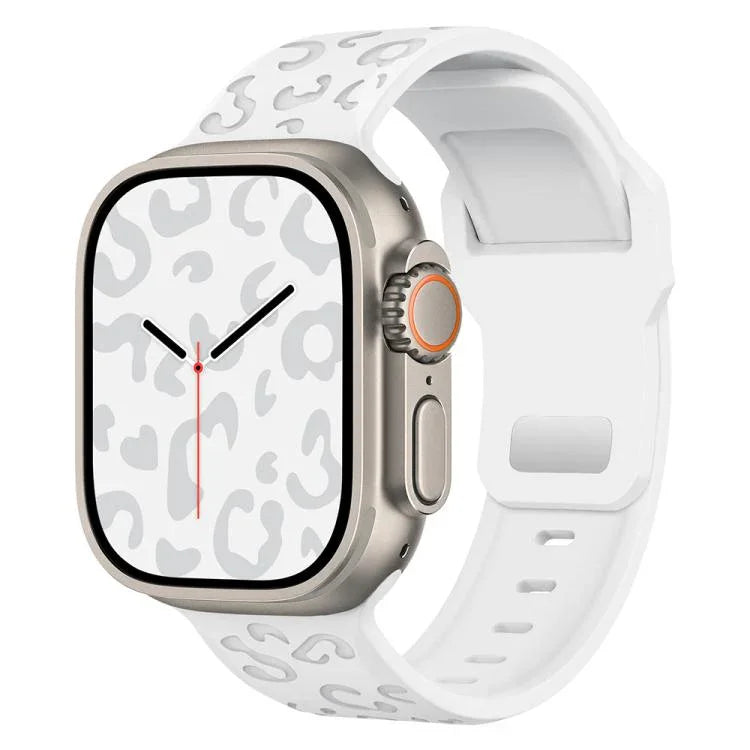 Dây đồng hồ silicone khóa lõm họa tiết báo, dành cho Apple Watch 46mm / 49mm / 45mm / 44mm, dành cho Apple Watch 42mm / 41mm / 40mm / 38mm
