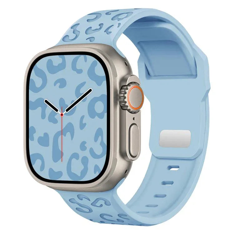 Dây đồng hồ silicone khóa lõm họa tiết báo, dành cho Apple Watch 46mm / 49mm / 45mm / 44mm, dành cho Apple Watch 42mm / 41mm / 40mm / 38mm