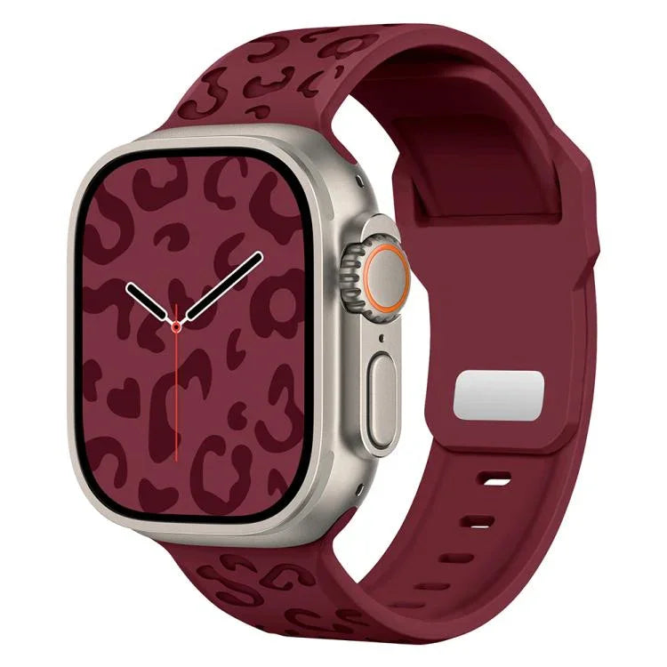 Dây đồng hồ silicone khóa lõm họa tiết báo, dành cho Apple Watch 46mm / 49mm / 45mm / 44mm, dành cho Apple Watch 42mm / 41mm / 40mm / 38mm