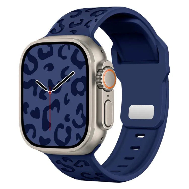 Dây đồng hồ silicone khóa lõm họa tiết báo, dành cho Apple Watch 46mm / 49mm / 45mm / 44mm, dành cho Apple Watch 42mm / 41mm / 40mm / 38mm