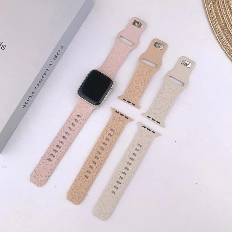 Dây đồng hồ silicone khóa lõm họa tiết báo, dành cho Apple Watch 46mm / 49mm / 45mm / 44mm, dành cho Apple Watch 42mm / 41mm / 40mm / 38mm