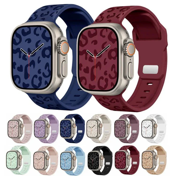 Dây đồng hồ silicone khóa lõm họa tiết báo, dành cho Apple Watch 46mm / 49mm / 45mm / 44mm, dành cho Apple Watch 42mm / 41mm / 40mm / 38mm