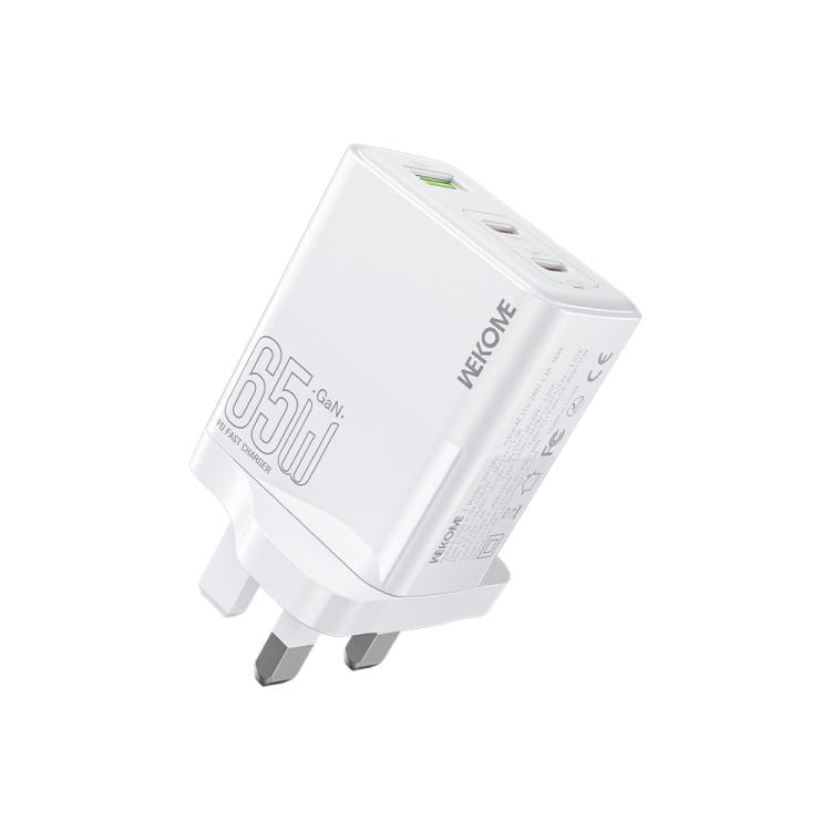 Sạc nhanh WK WP-U66 Kinkong 65W USB-C / Type-C đôi + USB GaN, phích cắm UK, phích cắm US, phích cắm EU