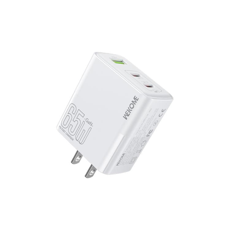 Sạc nhanh WK WP-U66 Kinkong 65W USB-C / Type-C đôi + USB GaN, phích cắm UK, phích cắm US, phích cắm EU