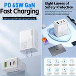 Sạc nhanh WK WP-U66 Kinkong 65W USB-C / Type-C đôi + USB GaN, phích cắm UK, phích cắm US, phích cắm EU