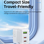 Sạc nhanh WK WP-U66 Kinkong 65W USB-C / Type-C đôi + USB GaN, phích cắm UK, phích cắm US, phích cắm EU