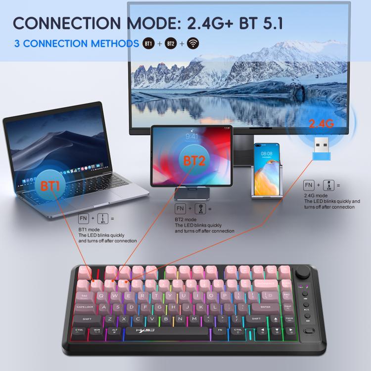 Bàn phím màng mỏng RGB không dây ba chế độ HXSJ L400 81 phím