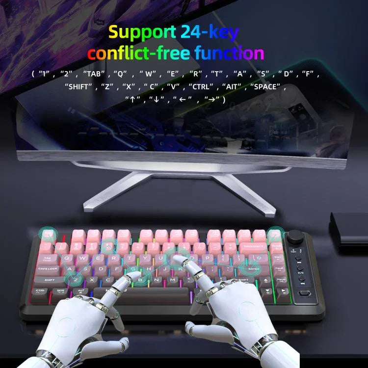 Bàn phím màng mỏng RGB không dây ba chế độ HXSJ L400 81 phím