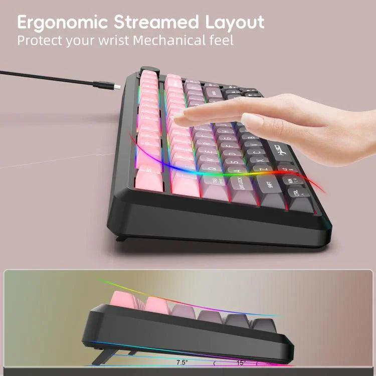 Bàn phím màng mỏng RGB không dây ba chế độ HXSJ L400 81 phím