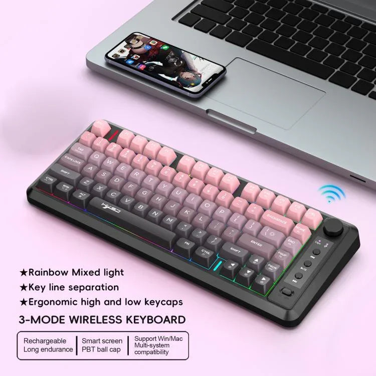 Bàn phím màng mỏng RGB không dây ba chế độ HXSJ L400 81 phím