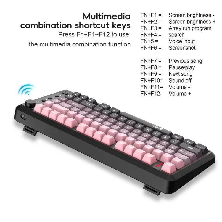 Bàn phím màng mỏng RGB không dây ba chế độ HXSJ L400 81 phím