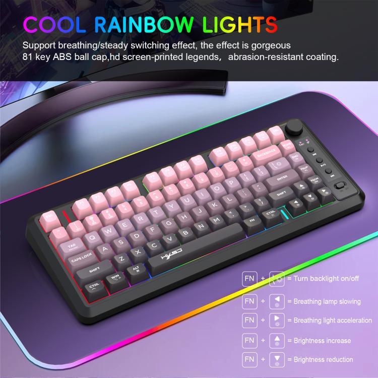 Bàn phím màng mỏng RGB không dây ba chế độ HXSJ L400 81 phím