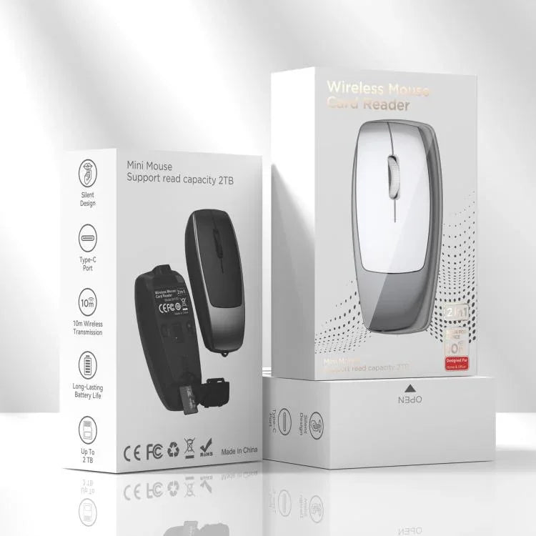 Chuột không dây mini HXSJ M109, 3D phải, đầu đọc thẻ TF, 4 nút im lặng 4D