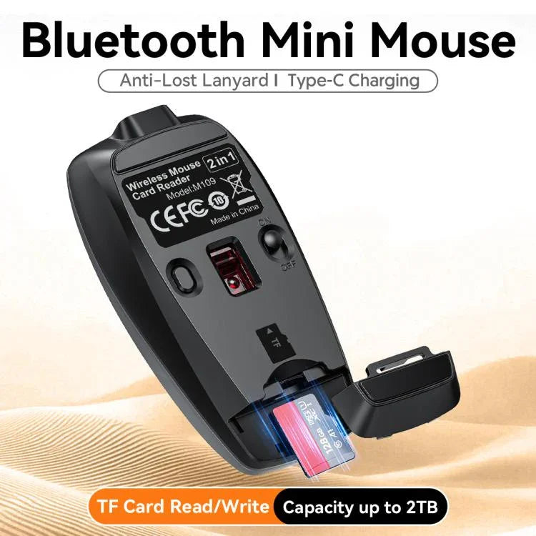 Chuột không dây mini HXSJ M109, 3D phải, đầu đọc thẻ TF, 4 nút im lặng 4D