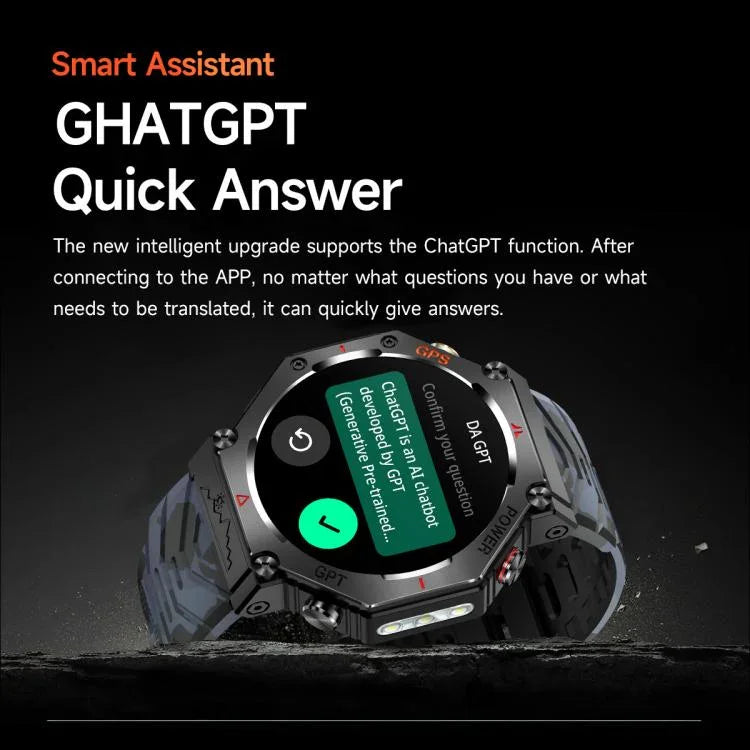 KC91 1.39 inch IPS Screen 3ATM Outdoor GPS Smart Watch with Flashlight