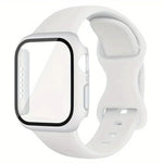 Dây đồng hồ silicone khóa bướm kèm ốp PC tích hợp kính cường lực, dành cho Apple Watch Series 44mm, dành cho Apple Watch Series 40mm, dành cho Apple Watch Series 10 / 11 46mm, dành cho Apple Watch Series 10 / 11 42mm, dành cho Apple Watch Series 45mm